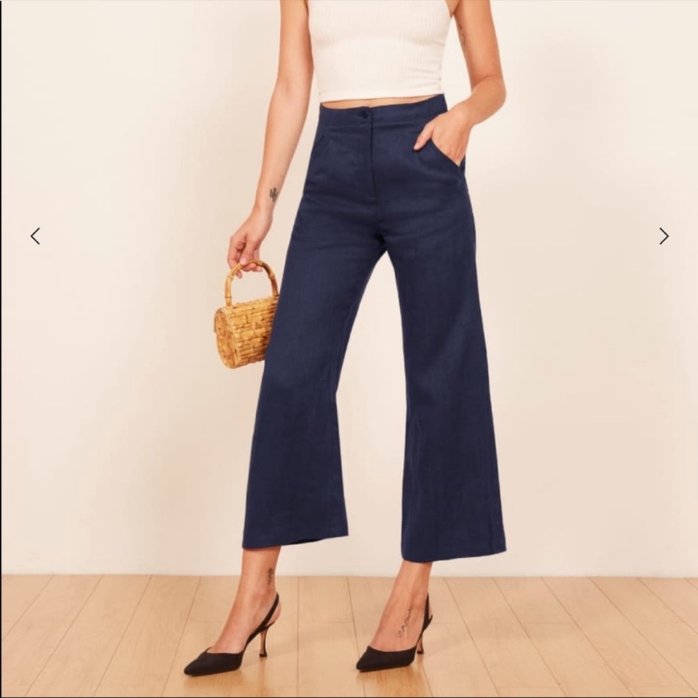 Reformation Jaylene linen pants blue 6